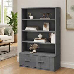 Highboard Top Sideboard Cabinet Topper Dark Grey 90x30x100cm Solid Pine Wood