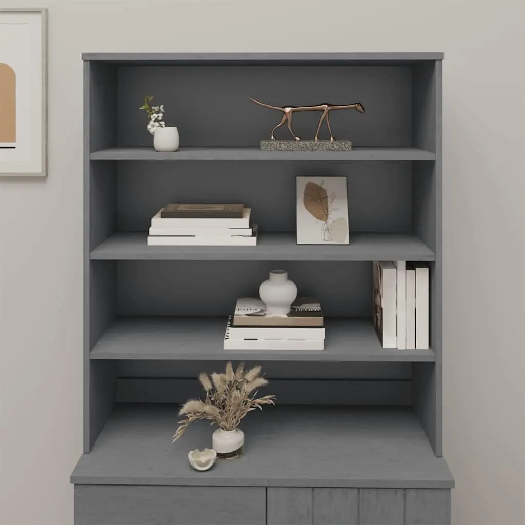 Highboard Top Dark Grey 90x30x100cm Solid Pine Wood Cabinet Topper