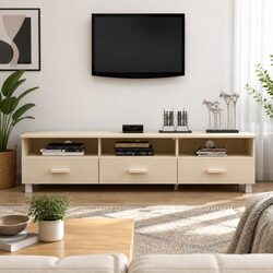 Compact Solid Wood Pine TV Cabinet with Ample Storage