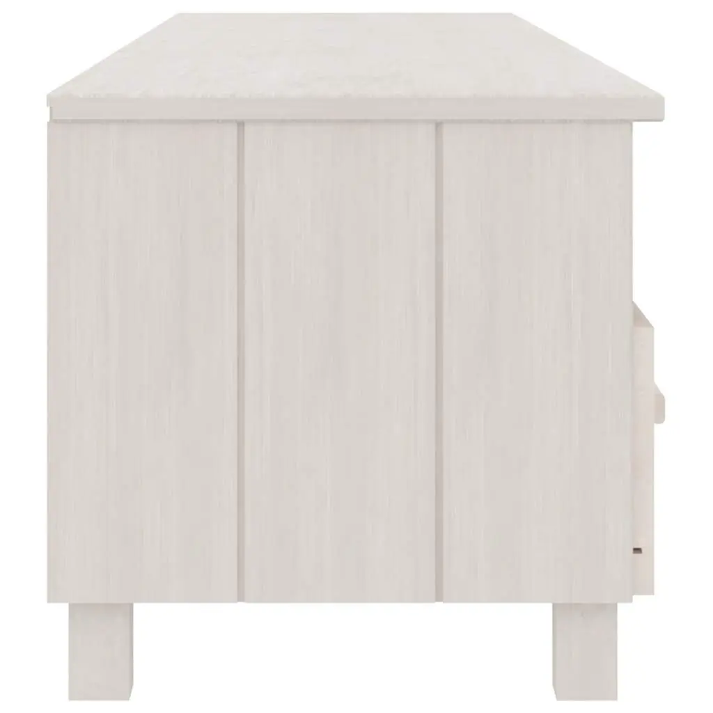 Solid Pine Wood TV Cabinet White 158x40x40cm Entertainment Unit with 3 Storage Drawers