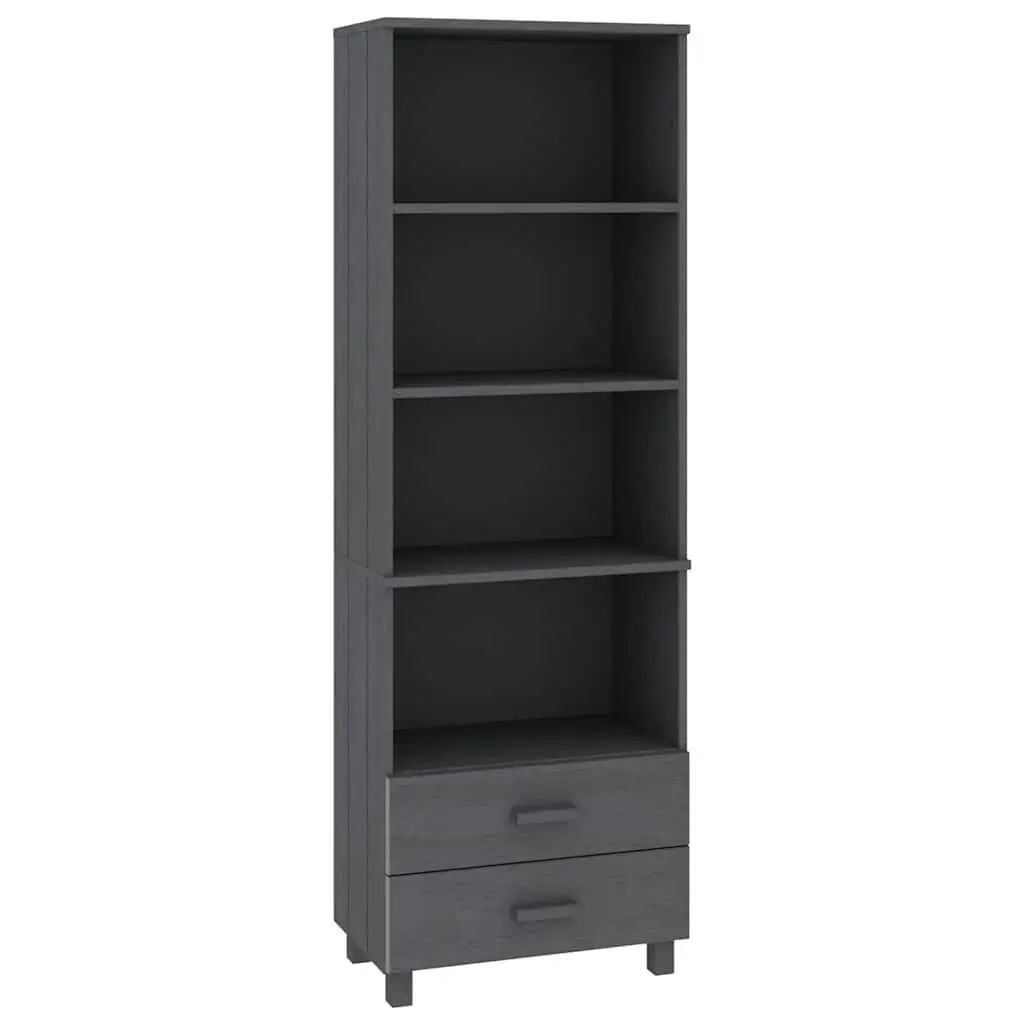 Highboard Storage Cabinet Grey 60x35x180cm Solid Wood Shelves Drawers