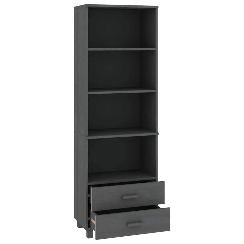Highboard Storage Cabinet Grey 60x35x180cm Solid Wood Shelves Drawers