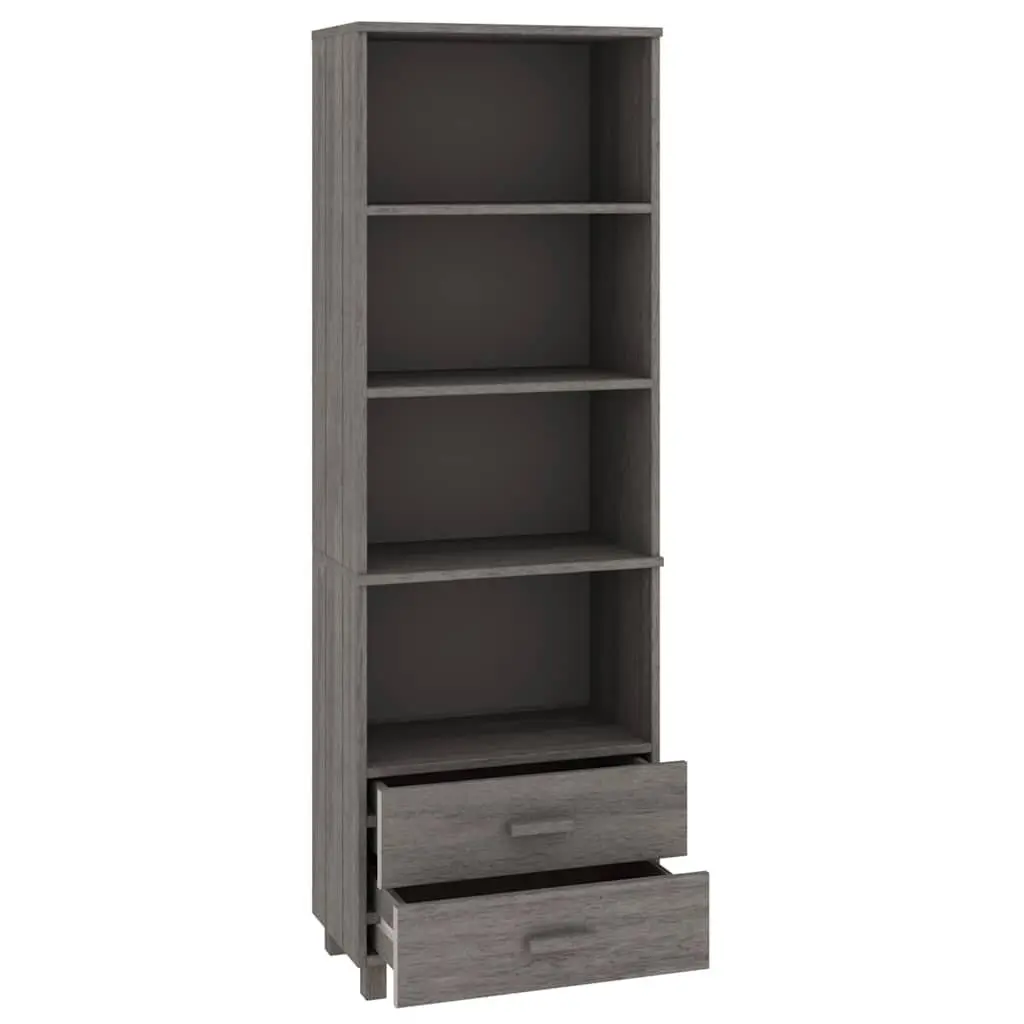 Highboard Light Grey Solid Pine Wood 60x35x180 cm Storage Cabinet Shelves Drawers