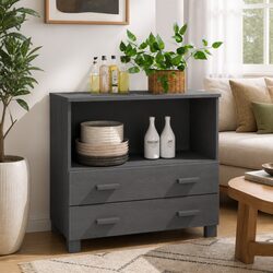Wooden Sideboard Storage Cabinet with Drawers Compartment Grey Buffet Furniture