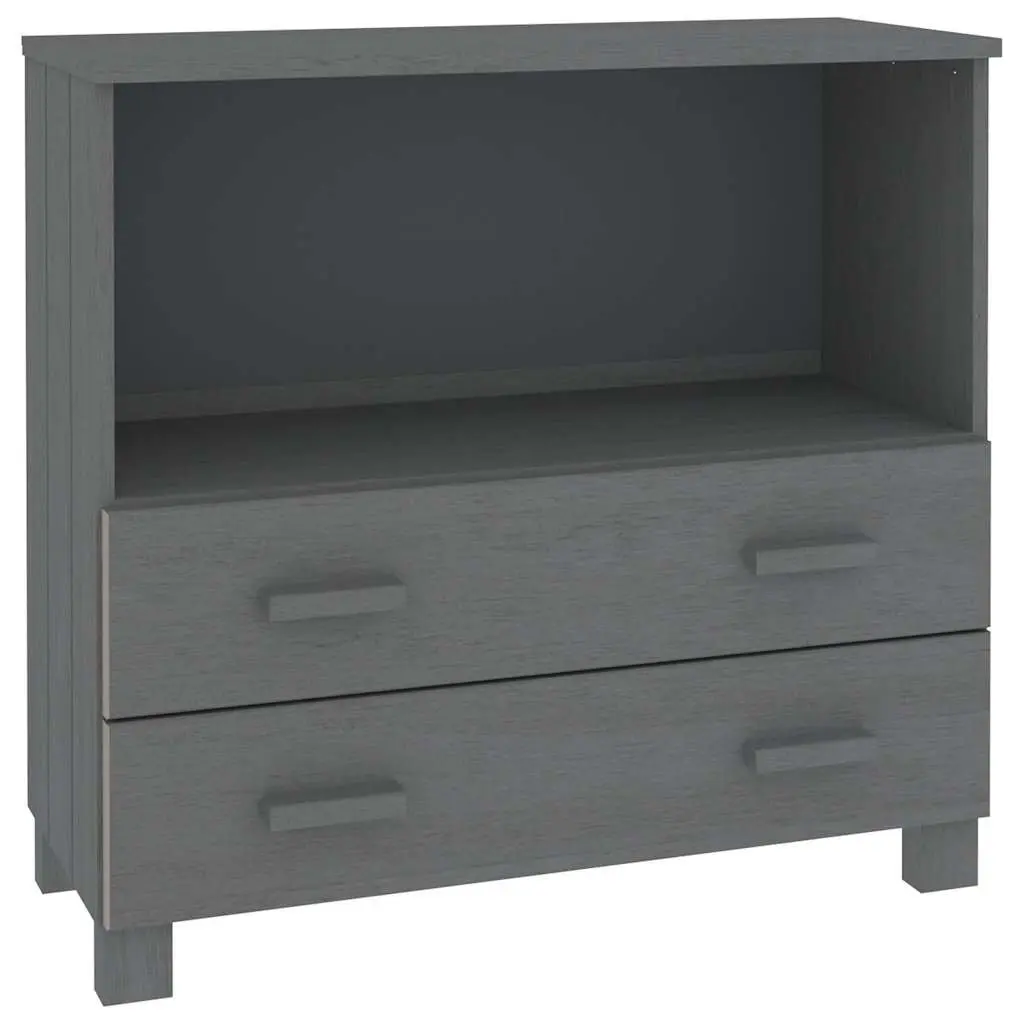 Wooden Sideboard Grey 85 x 35 x 80 cm Solid Pinewood Construction with 1 Compartment and 2 Drawers