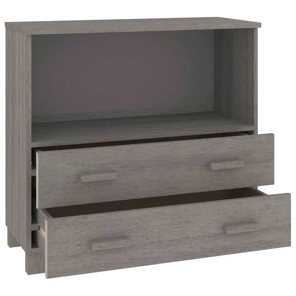 Wooden Sideboard Light Grey 85 x 35 x 80 cm Solid Pinewood Construction with 1 Compartment and 2 Drawers