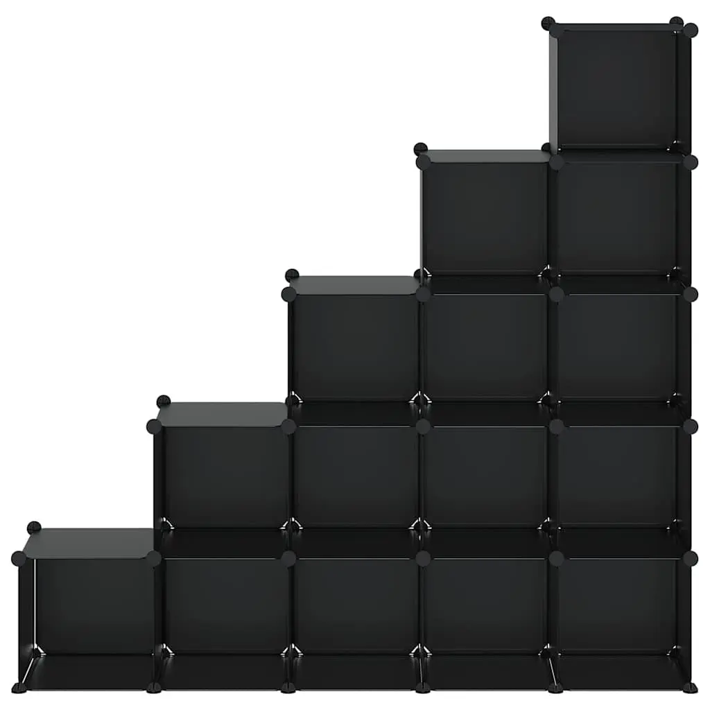 Storage Cube Organiser Black 15 Cubes Modular Plastic Shelving Unit