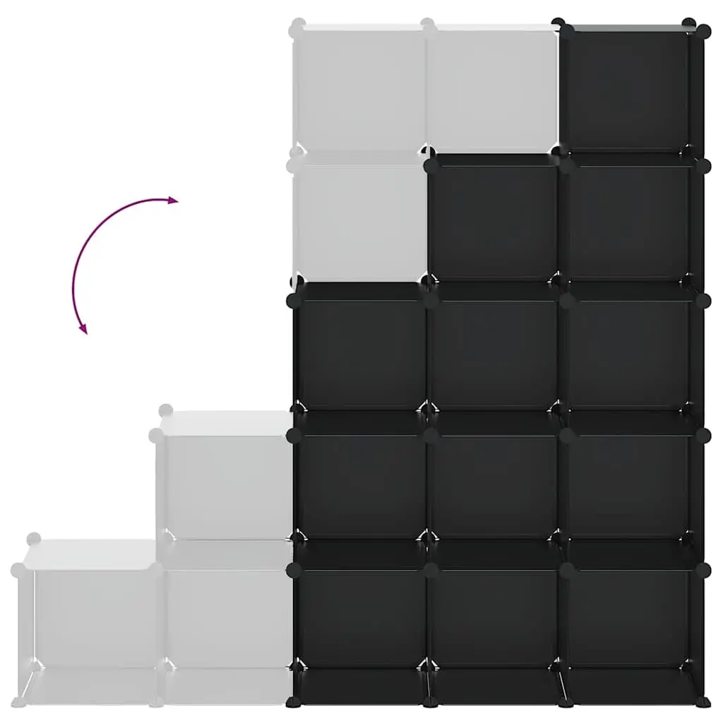 Storage Cube Organiser Black 15 Cubes Modular Plastic Shelving Unit