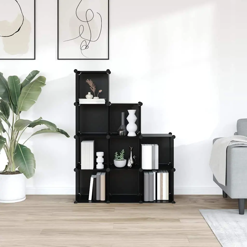 Storage Cube Organiser 9 Cubes Black Plastic Shelf Unit Closet Wardrobe