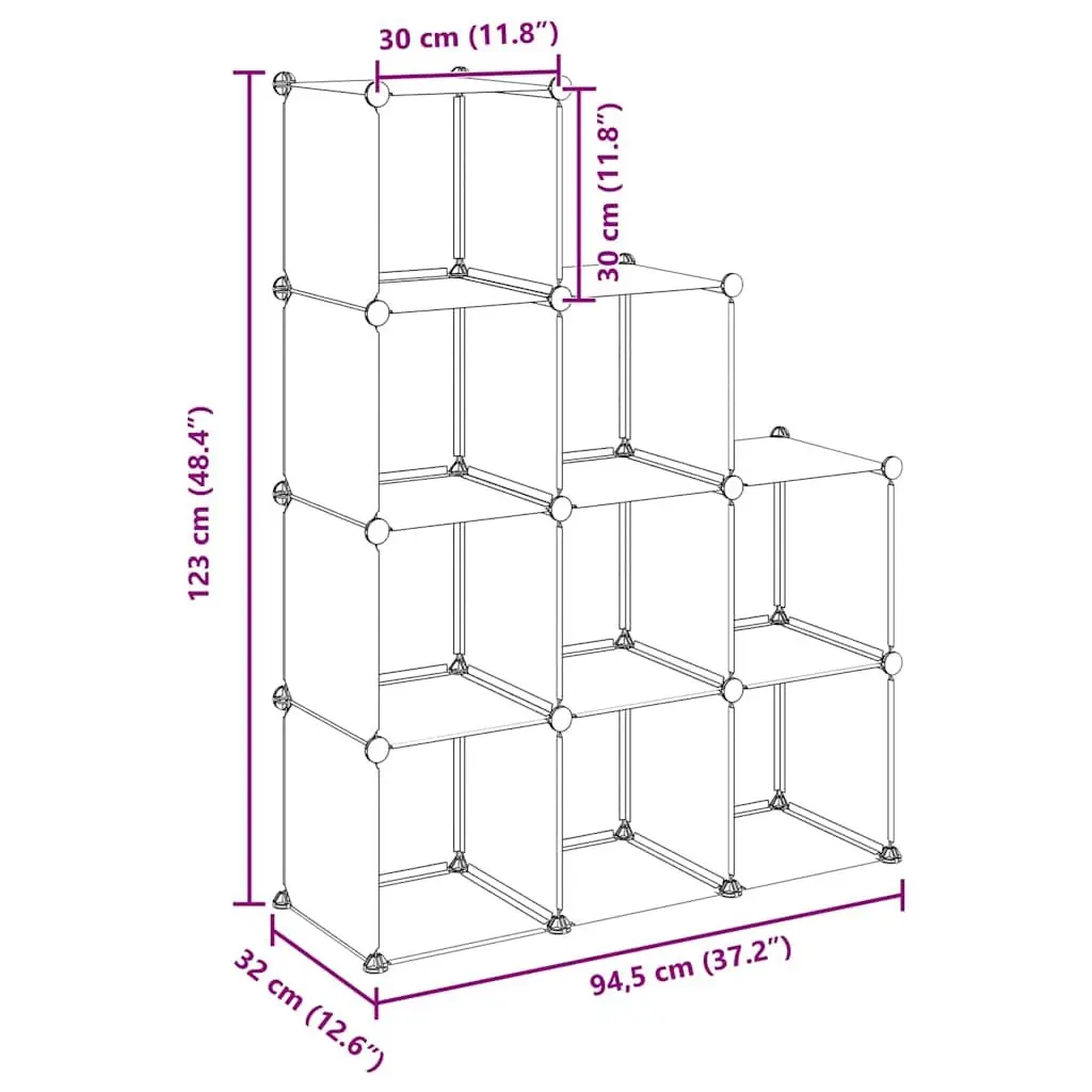 Storage Cube Organiser 9 Cubes Black Plastic Shelf Unit Closet Wardrobe