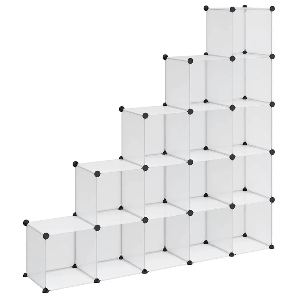 Storage Cube Organiser 15 Cubes Modular Shelving Unit Transparent PP Plastic