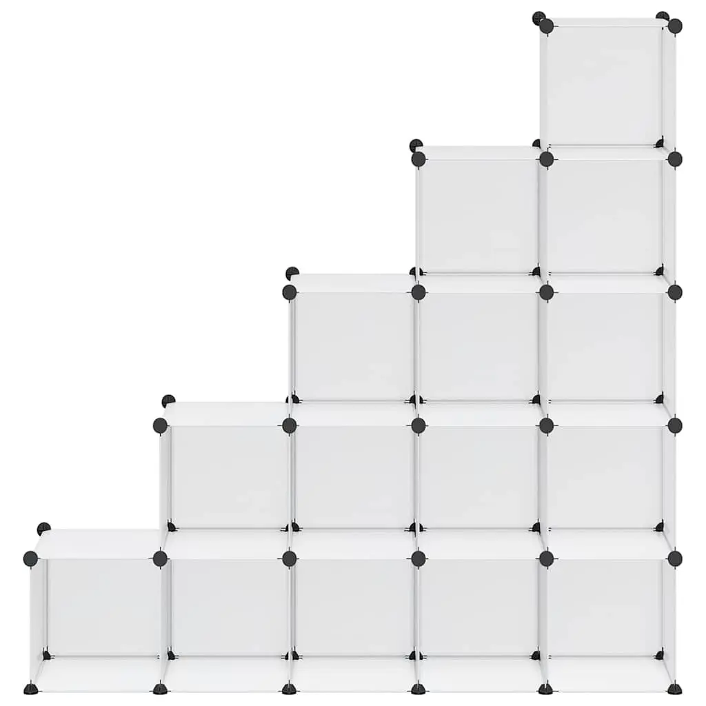 Storage Cube Organiser 15 Cubes Modular Shelving Unit Transparent PP Plastic