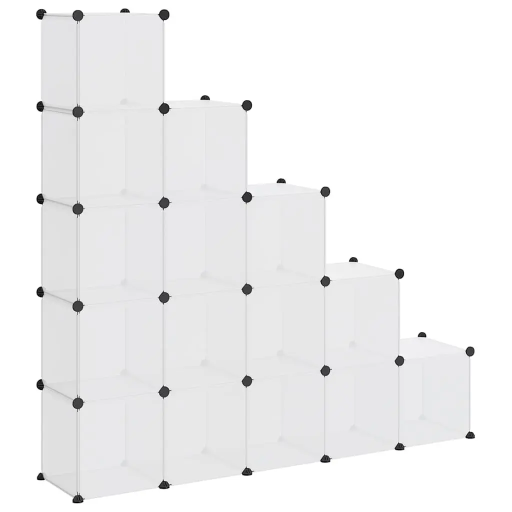 Storage Cube Organiser 15 Cubes Modular Shelving Unit Transparent PP Plastic