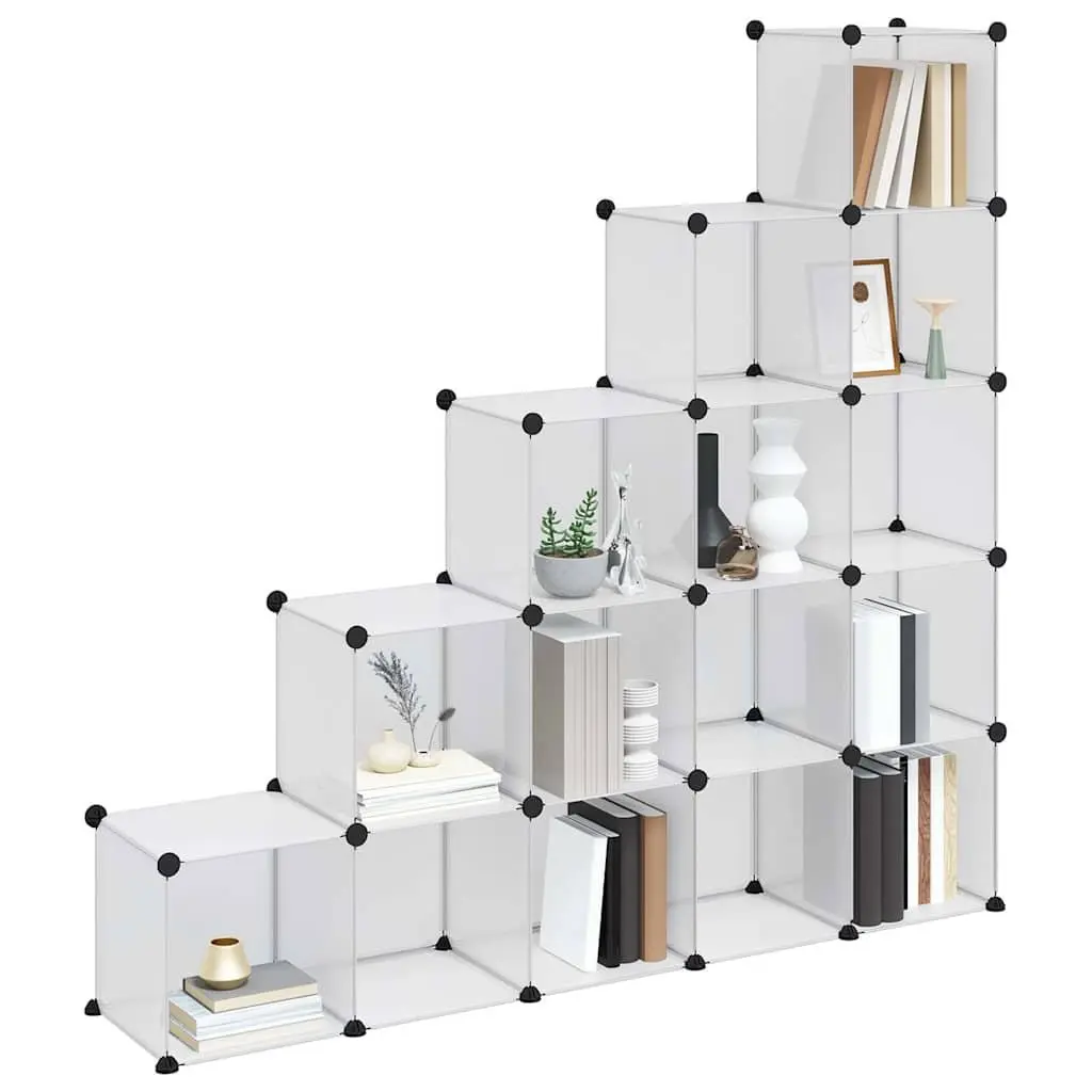 Storage Cube Organiser 15 Cubes Modular Shelving Unit Transparent PP Plastic