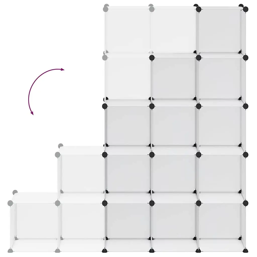 Storage Cube Organiser 15 Cubes Modular Shelving Unit Transparent PP Plastic