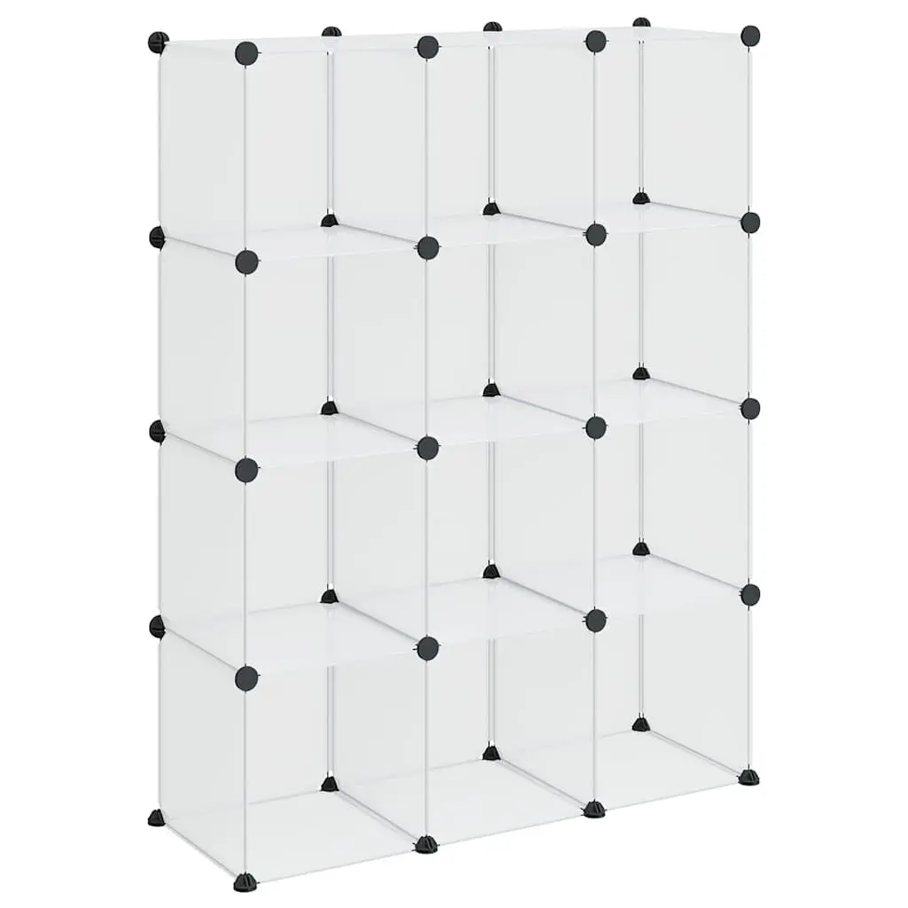 Storage Cube Organiser 12 Cubes Transparent Plastic Closet Shelf Unit Home