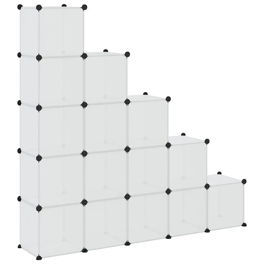Storage Cube Organiser Transparent 15 Cubes Modular Shelving Unit