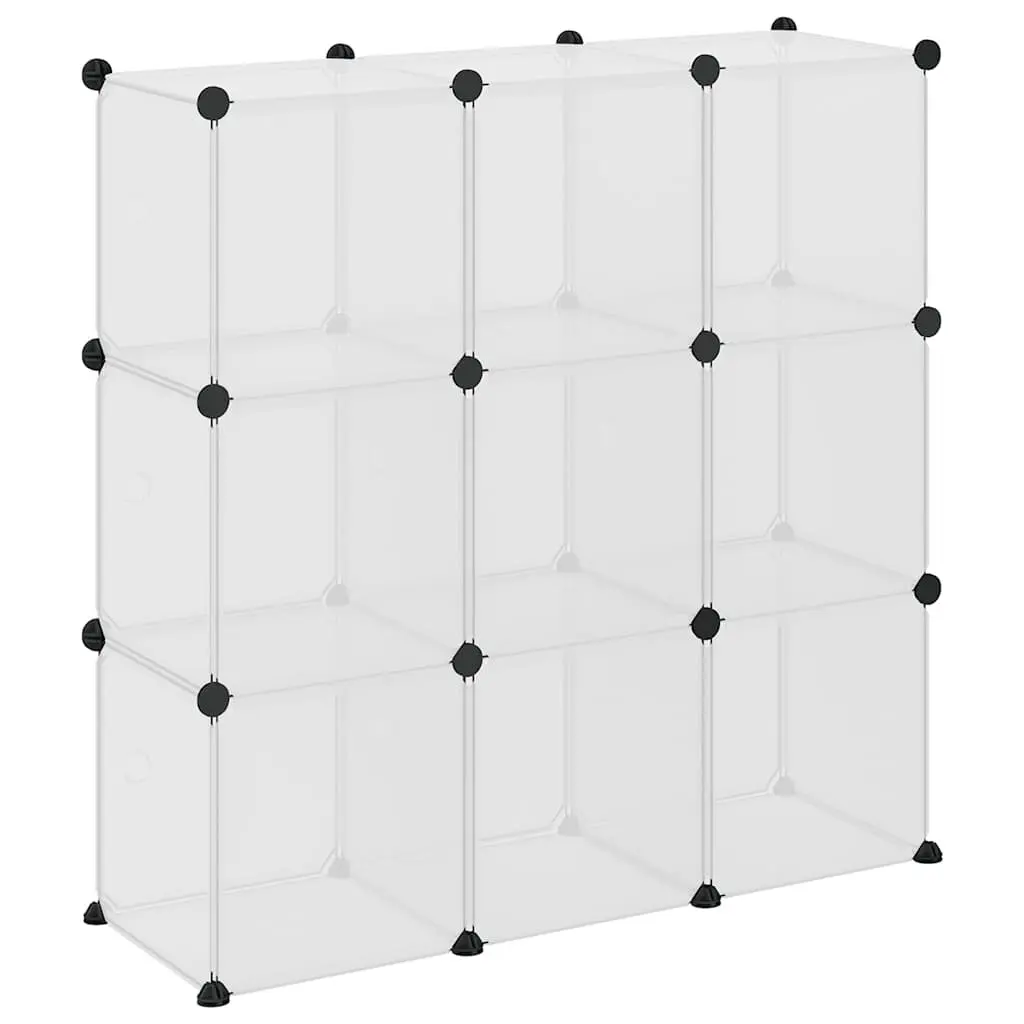 Storage Cube Organiser Transparent 9 Cube Modular Shelving Unit with Doors