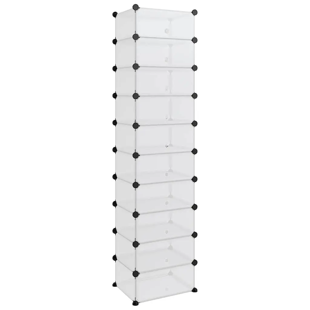 Shoe Rack Transparent 44x32x174cm PP Plastic Shelving Unit