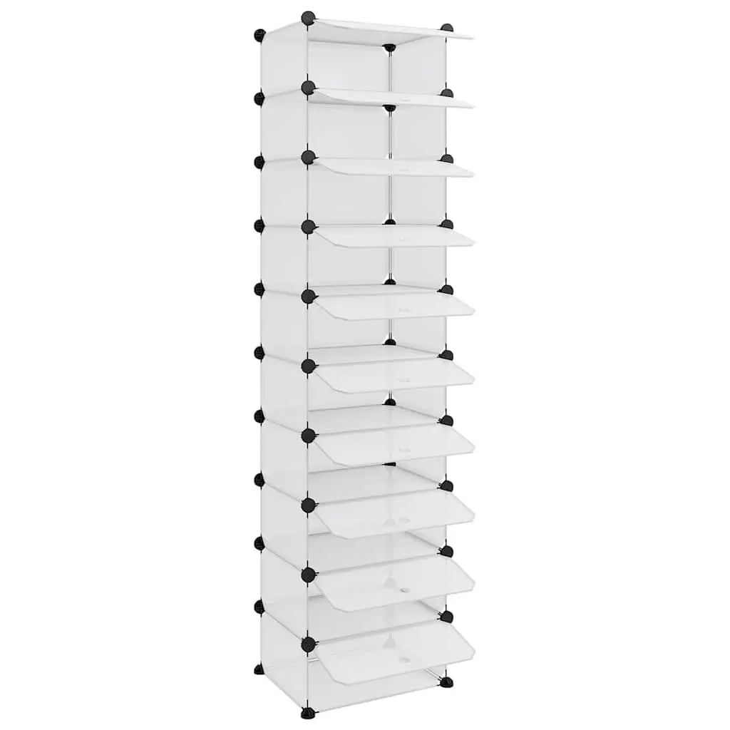 Shoe Rack Transparent 44x32x174cm PP Plastic Shelving Unit