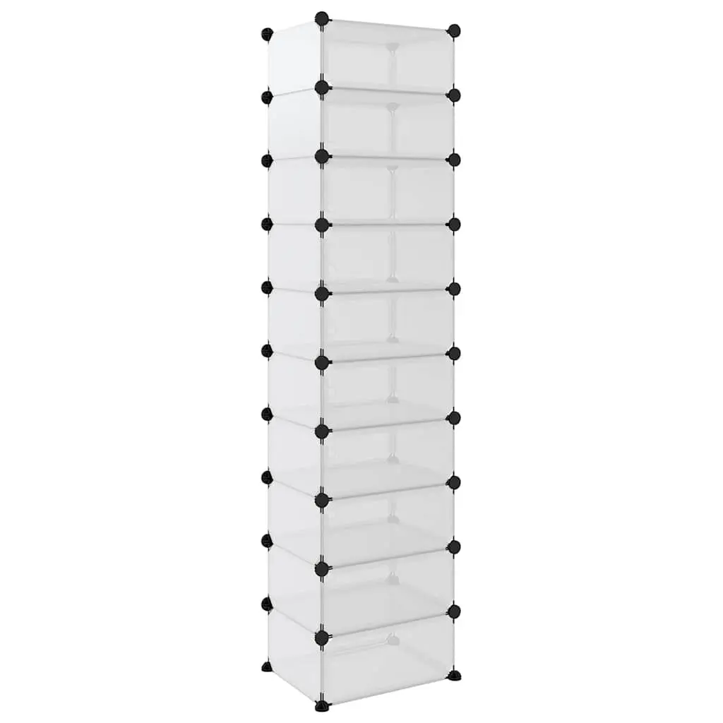Shoe Rack Transparent 44x32x174cm PP Plastic Shelving Unit