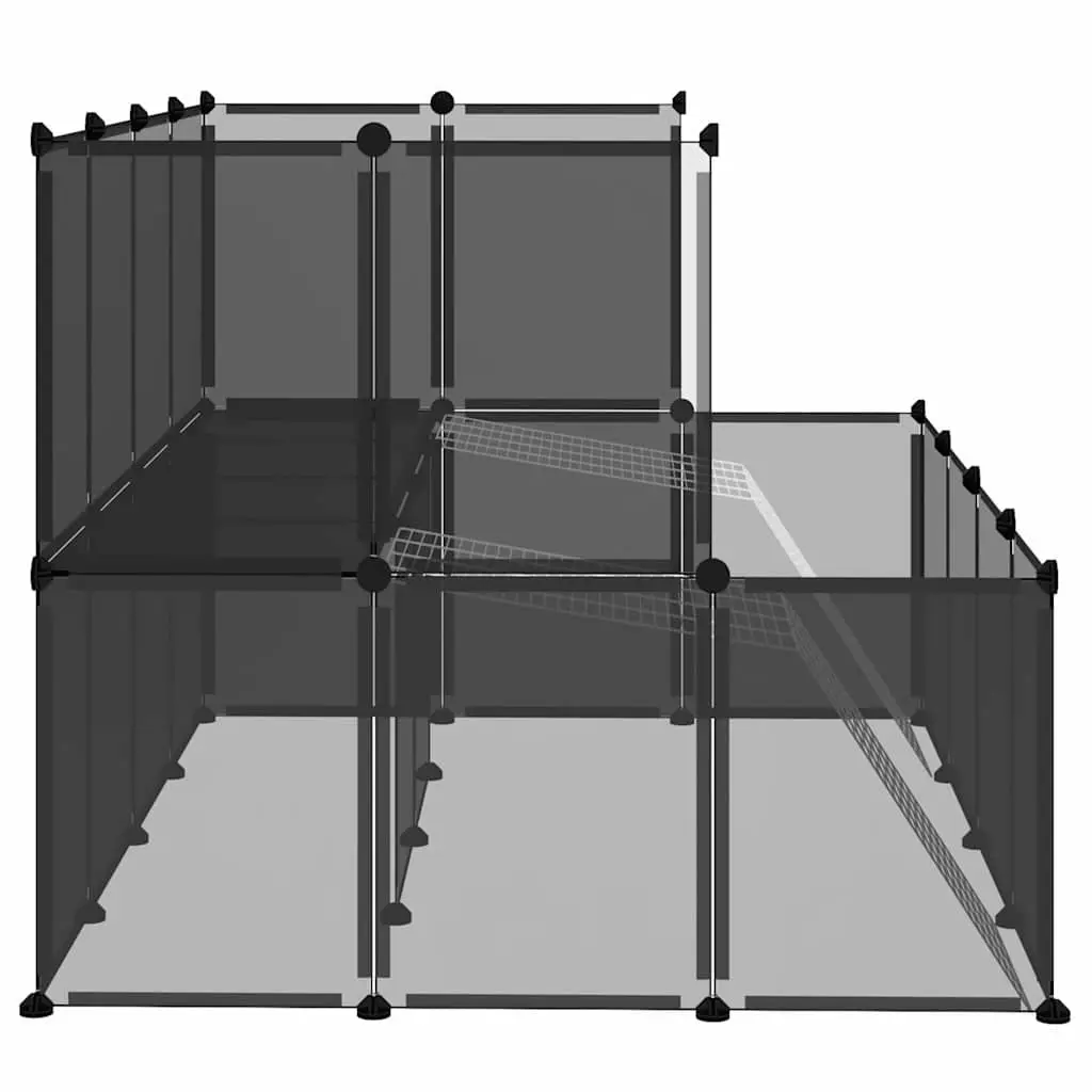 Small Animal Cage Black 143x107x93 cm Spacious Enclosure with PP Plastic Panels and Steel Frame for Rabbits Guinea Pigs Hamsters