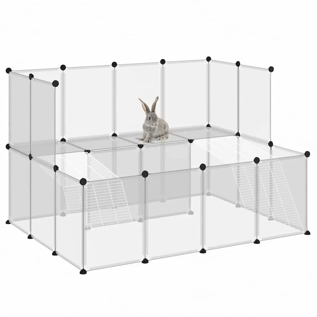 Small Animal Cage Transparent 143x107x93 cm PP Plastic Steel Frame Pen Hutch
