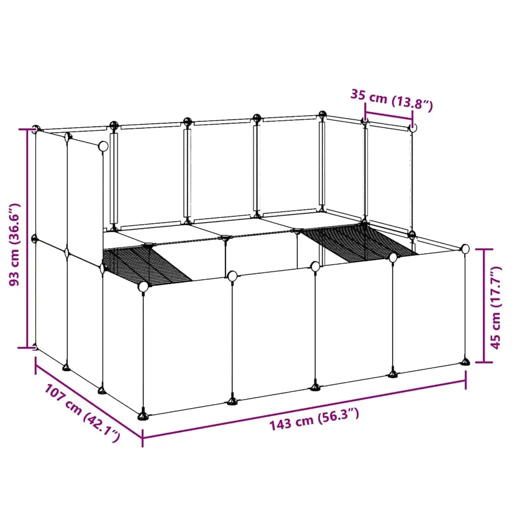 Small Animal Cage Transparent 143x107x93 cm PP Plastic Steel Frame Pen Hutch