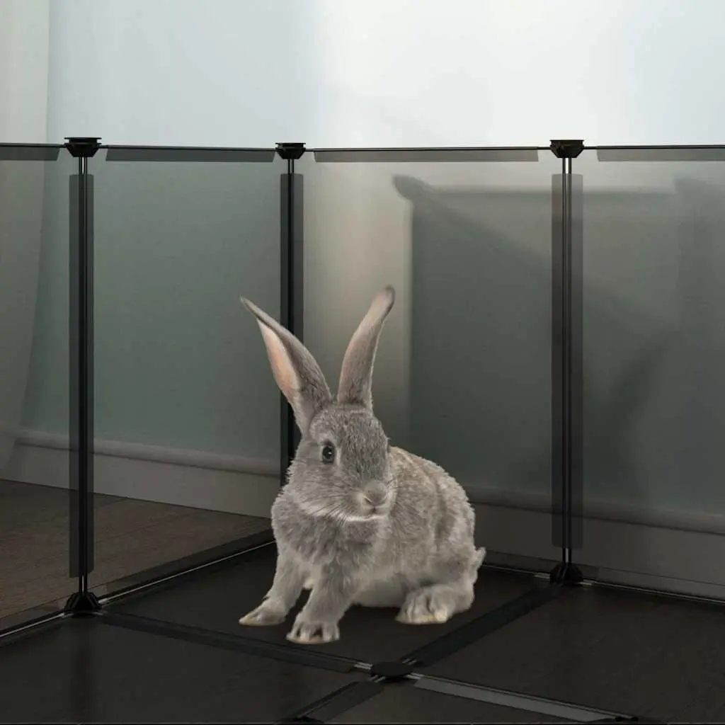 Small Animal Cage Black 144 x 74 x 46.5 cm PP Plastic Panels Steel Frame Playpen
