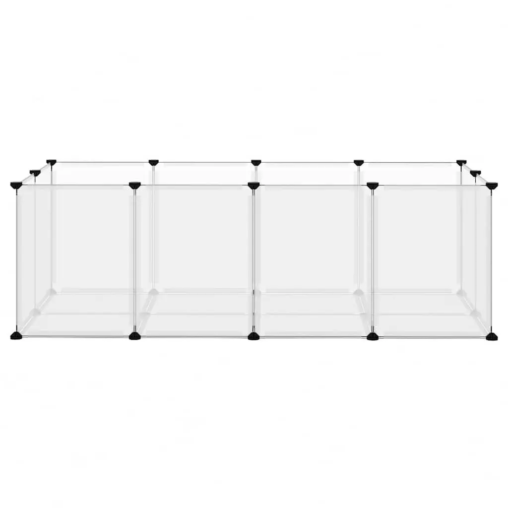 Small Animal Cage Play Pen Transparent PP Plastic Steel Frame 144x74x46.5cm Enclosure for Rabbits and Small Pets