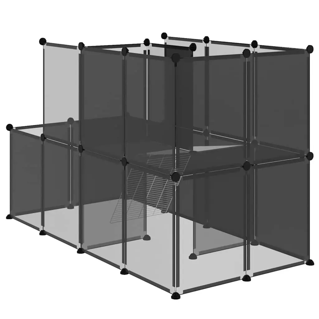 Small Animal Cage Black PP Plastic Panels Steel Frame Indoor Outdoor Enclosure