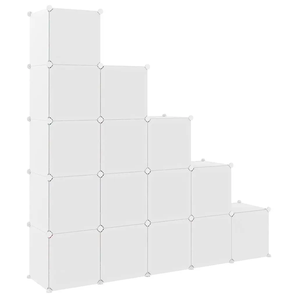 Kids Cube Storage Cabinet White 15 Cubes Organizer Plastic Wardrobe Unit