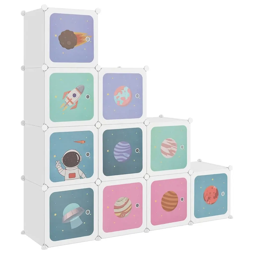 Kids Cube Storage Cabinet White 10 Cubes Organiser for Children's Wardrobe and Playroom