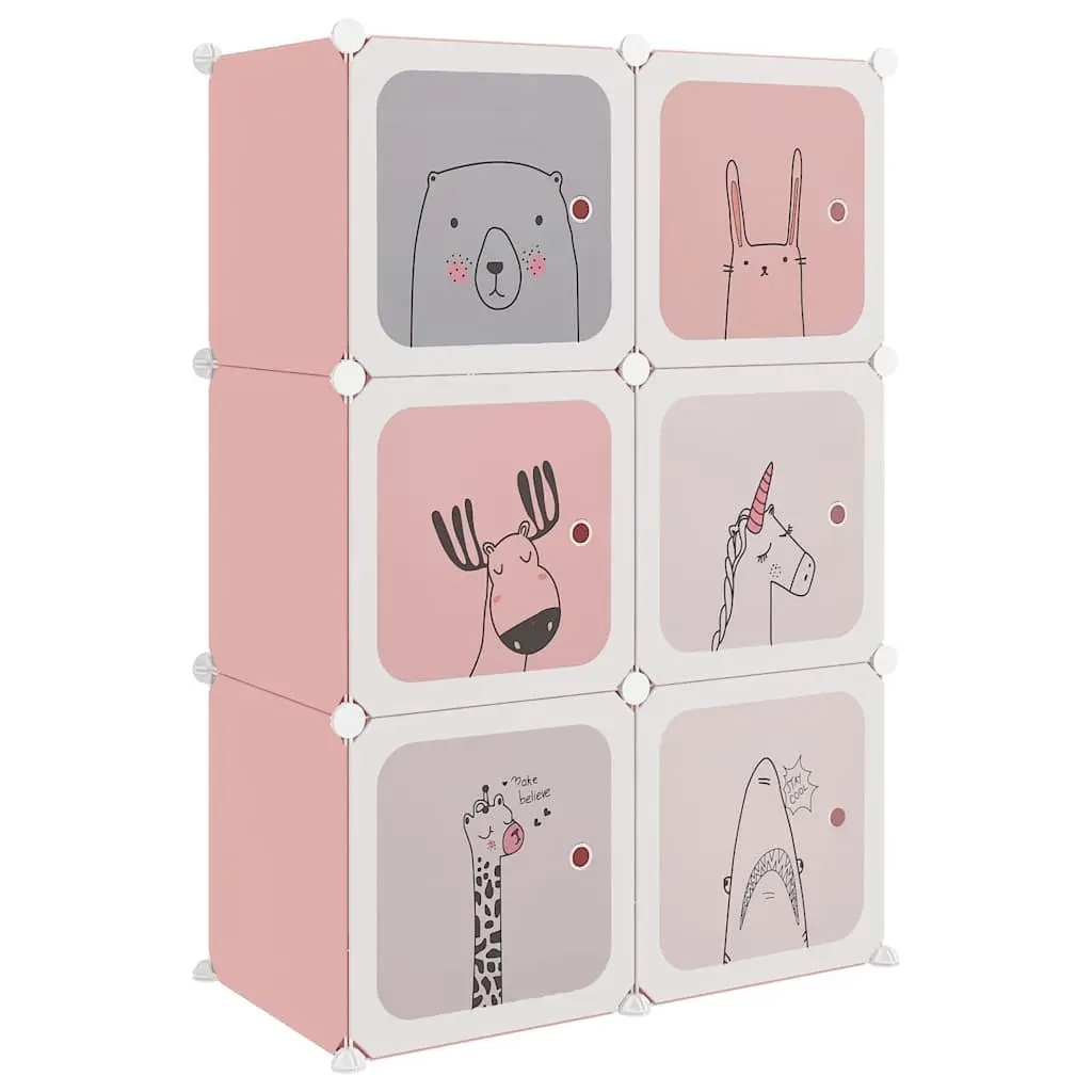 Cube Storage Cabinet Pink 6 Cubes Organiser for Kids