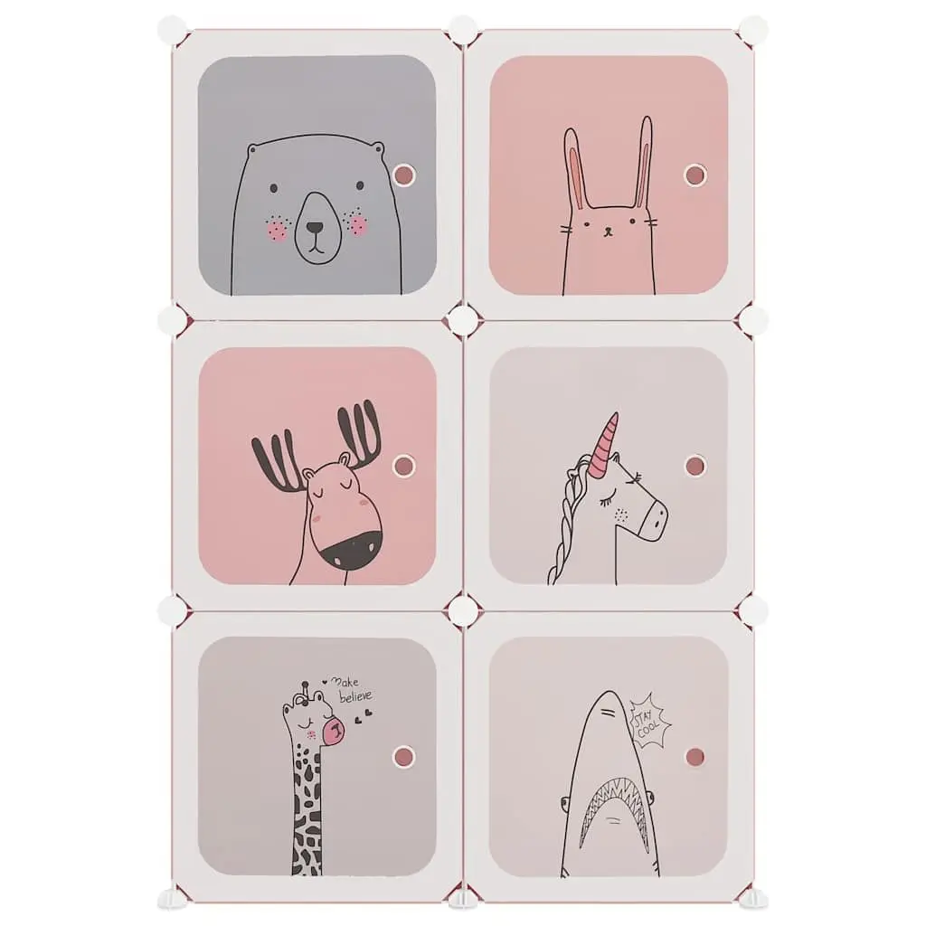 Cube Storage Cabinet Pink 6 Cubes Organiser for Kids