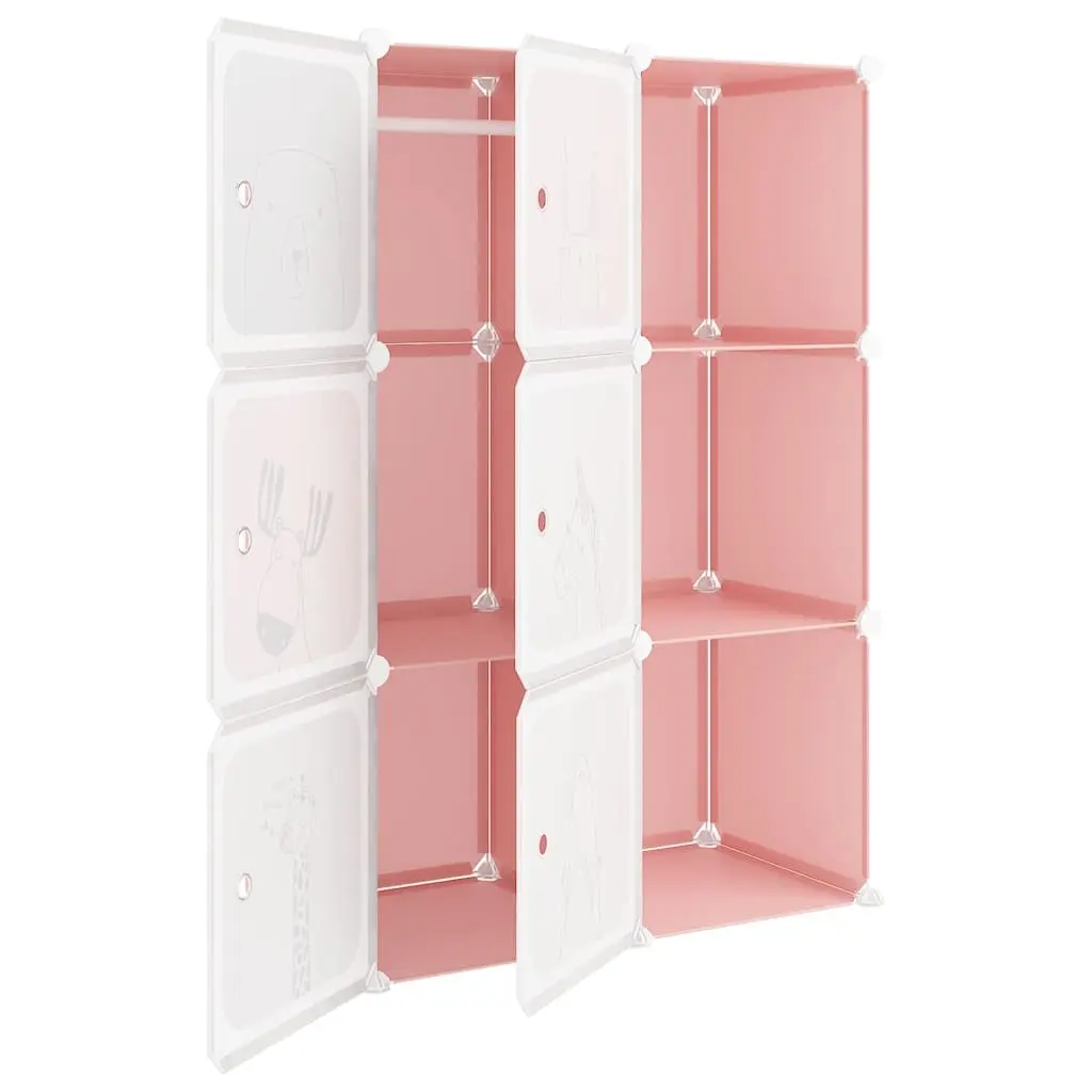Cube Storage Cabinet Pink 6 Cubes Organiser for Kids