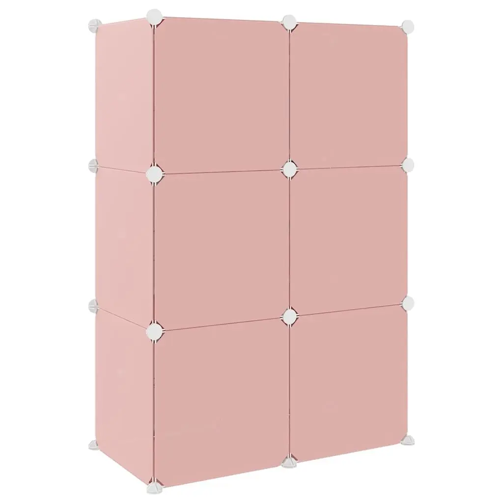 Cube Storage Cabinet Pink 6 Cubes Organiser for Kids