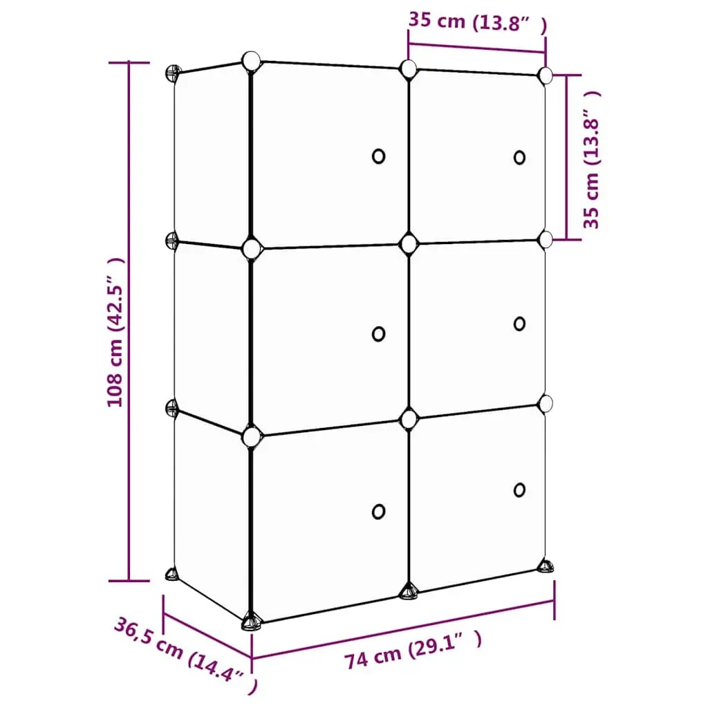 Cube Storage Cabinet Pink 6 Cubes Organiser for Kids