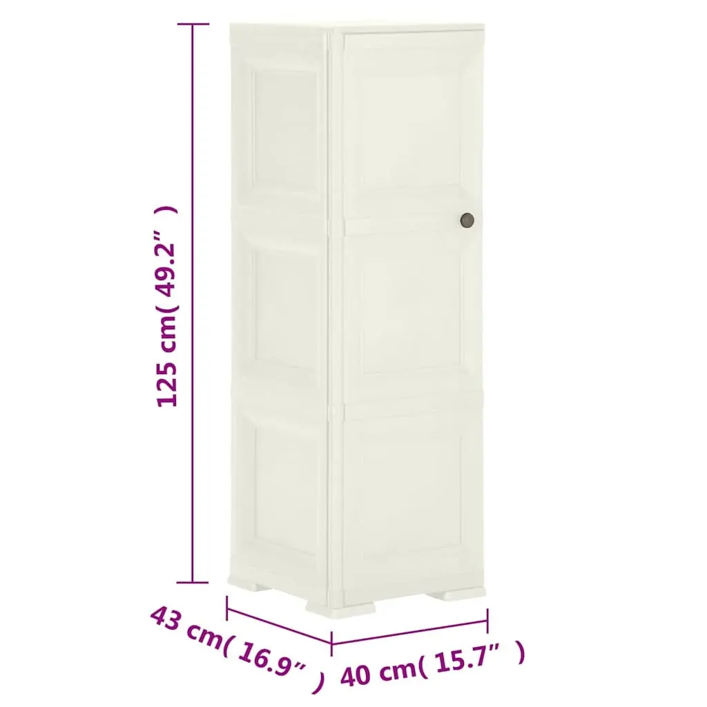 Plastic Storage Cabinet 40x43x125cm Wood Design Cream Organiser Home Office