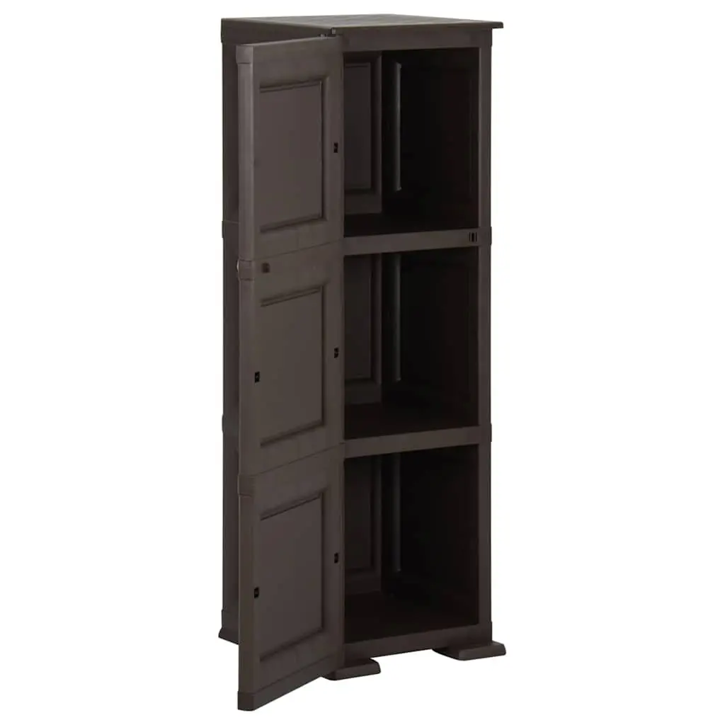 Storage Cabinet Brown 40x43x125cm Plastic Organiser Cupboard Home Office