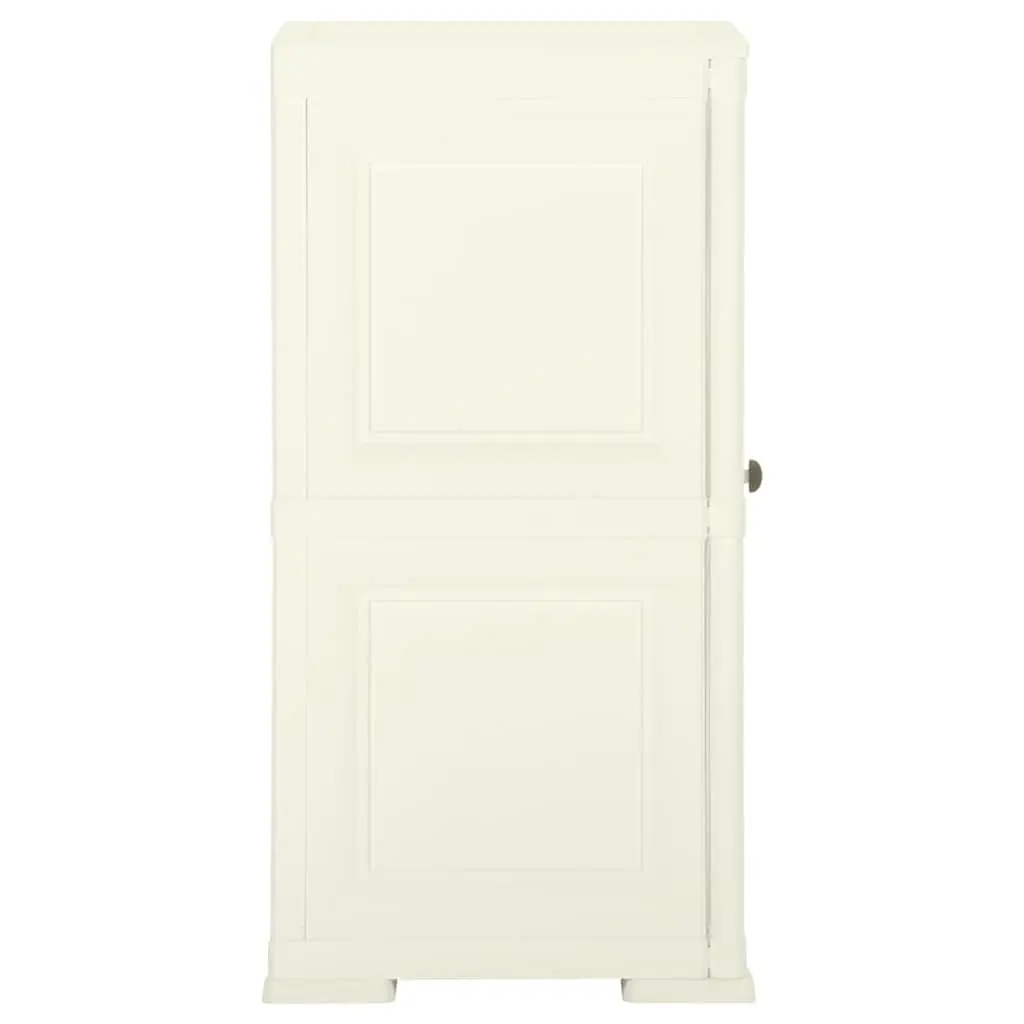 Plastic Storage Cabinet 40x43x85.5cm Cream Wood Design Home Office Organiser