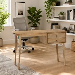 Solid Wood Writing Table with Storage Drawers
