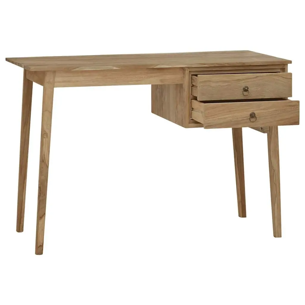 Solid Wood Desk Brown 110 x 52 x 75 cm 2 Drawers Rustic Office Writing Table Home Furniture
