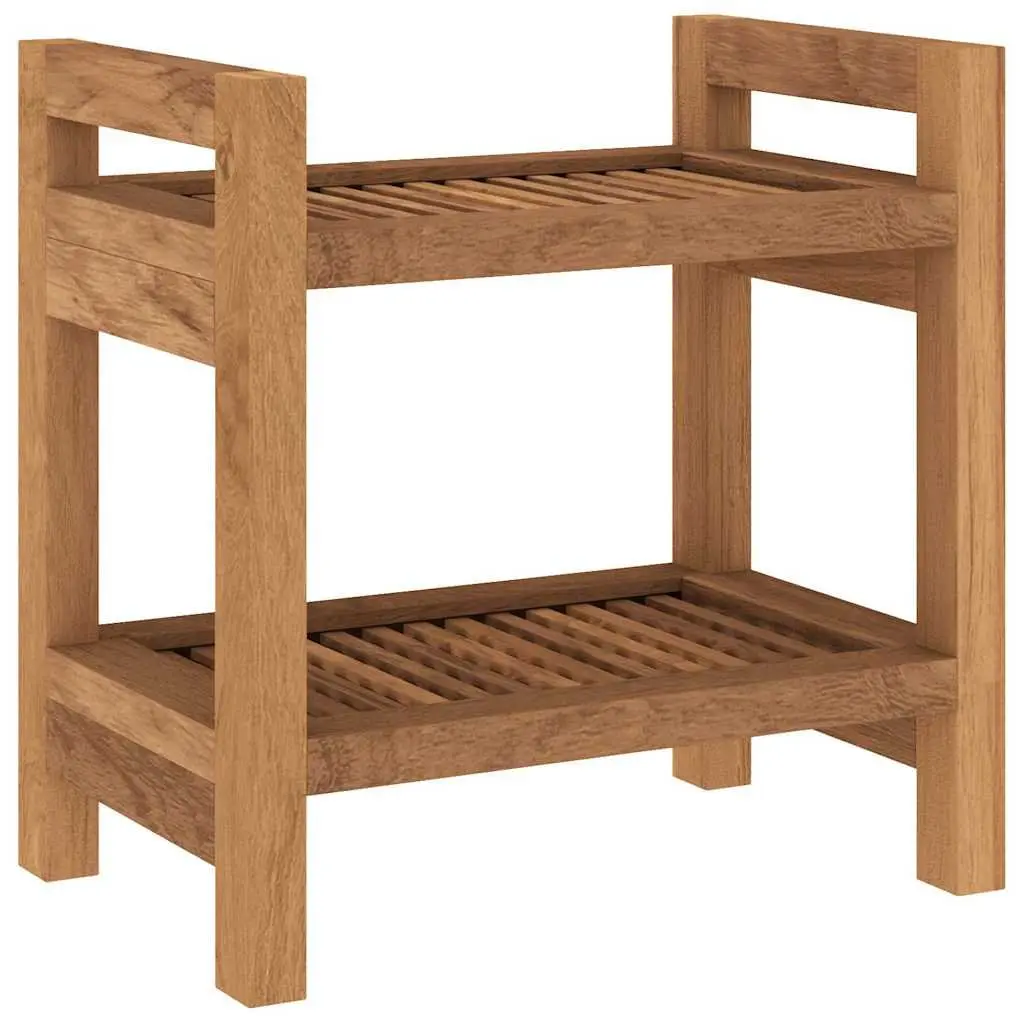 Bathroom Side Table Brown 45x30x45 cm Solid Teak Wood Storage Shelf Shower Organizer