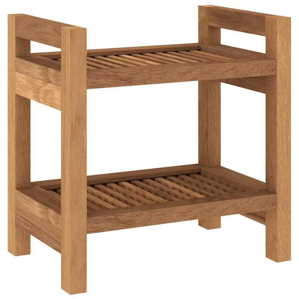 Bathroom Side Table Brown 45x30x45 cm Solid Teak Wood Storage Shelf Shower Organizer