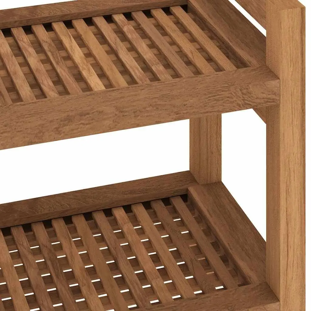 Bathroom Side Table Brown 45x30x45 cm Solid Teak Wood Storage Shelf Shower Organizer