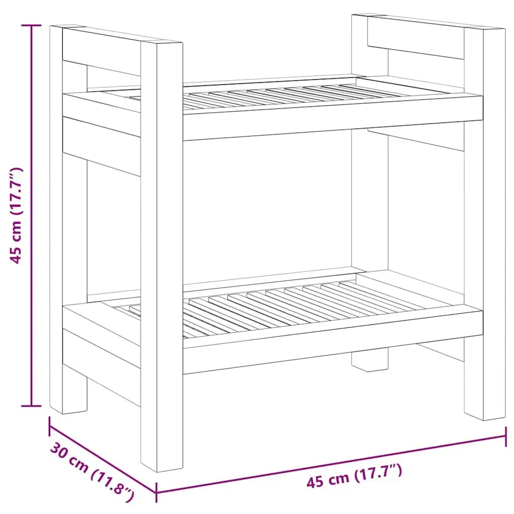 Bathroom Side Table Brown 45x30x45 cm Solid Teak Wood Storage Shelf Shower Organizer