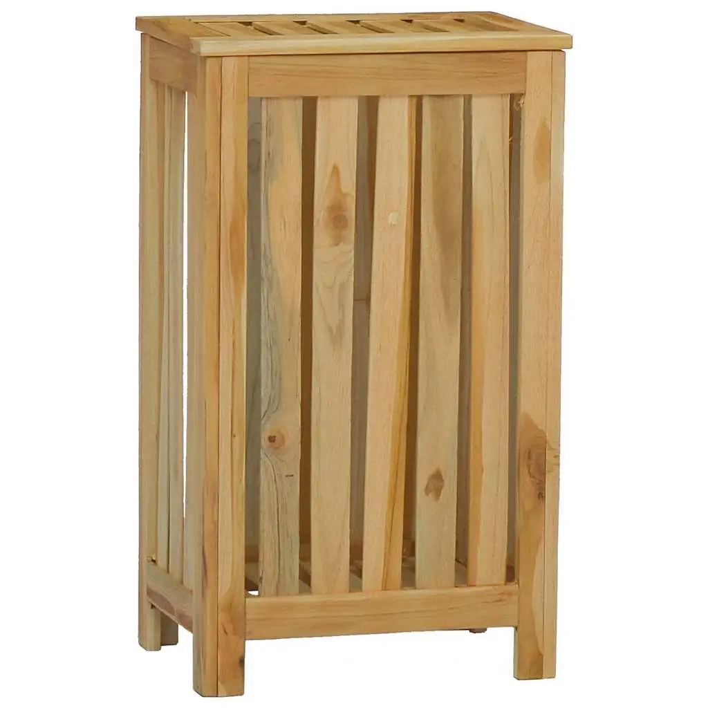 Laundry Basket Solid Wood Wash Bin Brown Storage Hamper Bathroom Bedroom