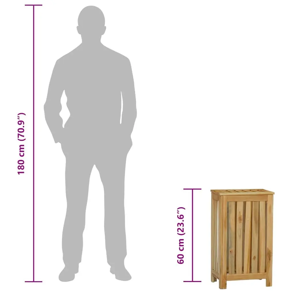 Laundry Basket Solid Wood Wash Bin Brown Storage Hamper Bathroom Bedroom