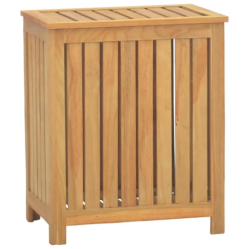 Laundry Basket Solid Wood Wash Bin Storage 50x35x60 cm Slatted Design Brown